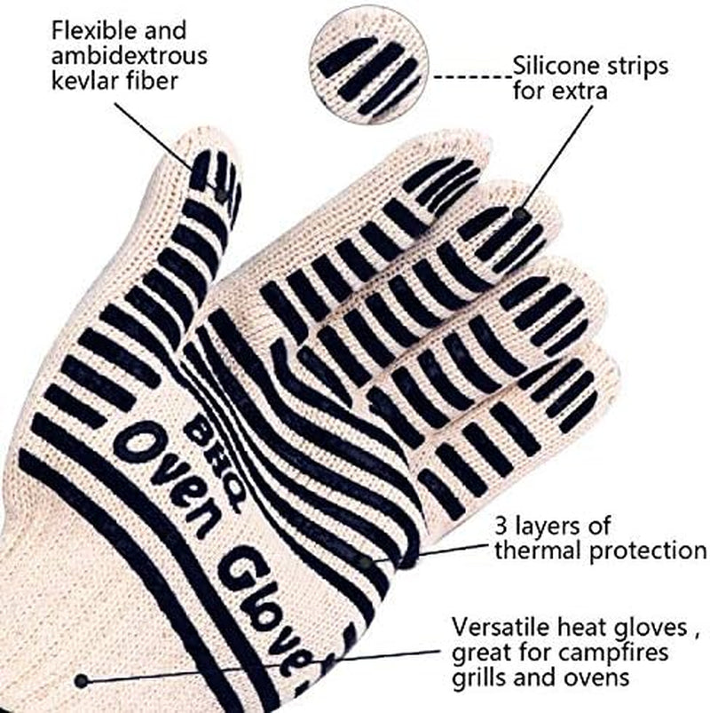 Extreme Heat Resistant Oven Gloves - 932F - Cooking Gloves for BBQ, Grilling, Baking,Cutting, Smoker Fireplace