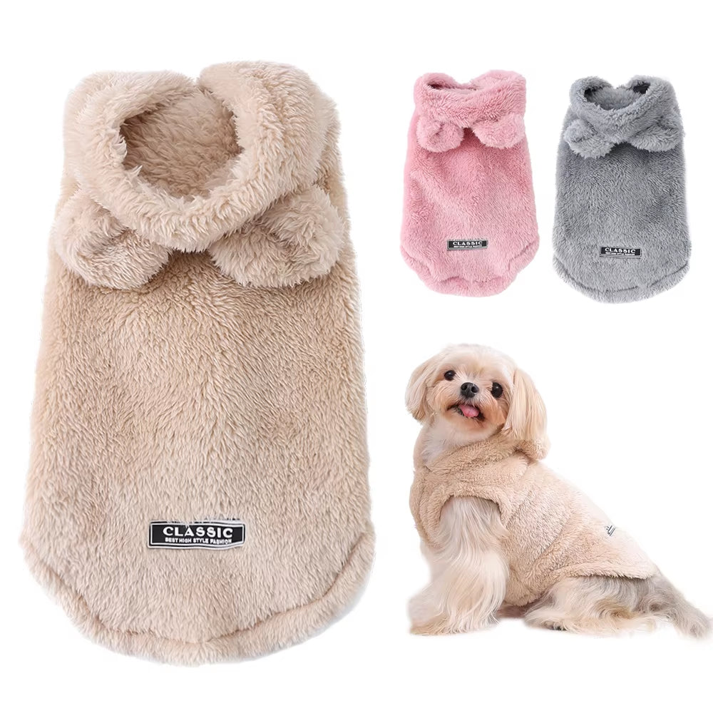 Winter Pet Puppy Hoodie Sweater for Small Medium Dogs Cats Warm Fleece Dog Clothes Coat Yorkshire Chihuahua Jacket Pug Costume