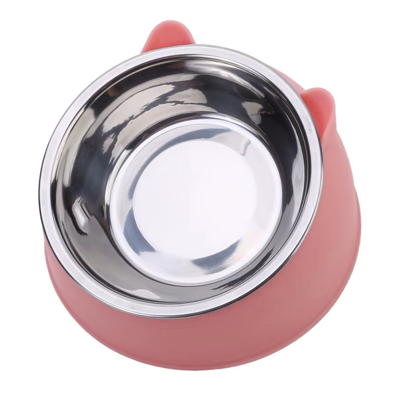 1/2/5Pcs Cat Bowl Creative Inclined Kitten Puppy Food Feeding Bowls Stainless Steel Cats Drinking Feeder Pet Dogs Cats Feeders
