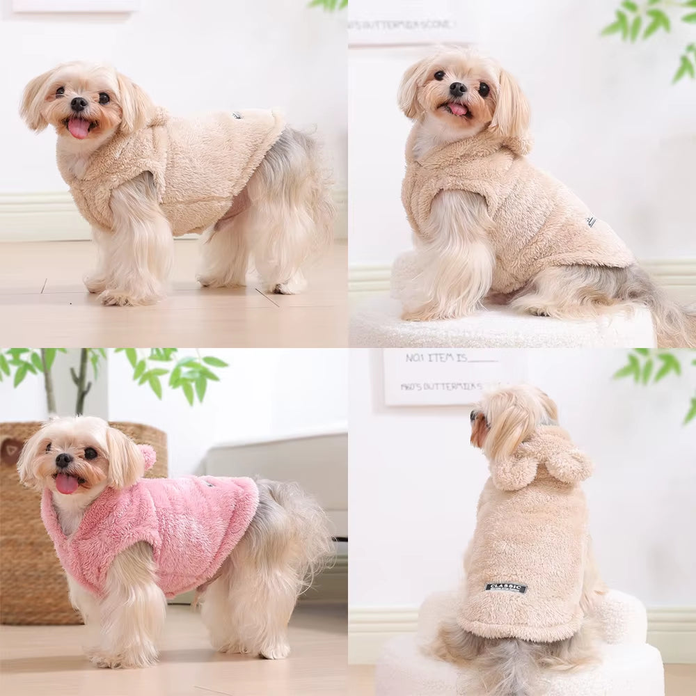 Winter Pet Puppy Hoodie Sweater for Small Medium Dogs Cats Warm Fleece Dog Clothes Coat Yorkshire Chihuahua Jacket Pug Costume