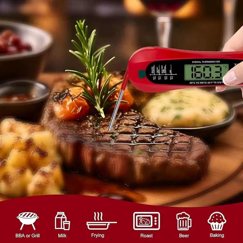 2 in 1 Long Cable Meat Thermometer Digital Waterproof Kitchen Cooking Tools Food Fast Measure Thermometer 2 Probes BBQ Grill Oil