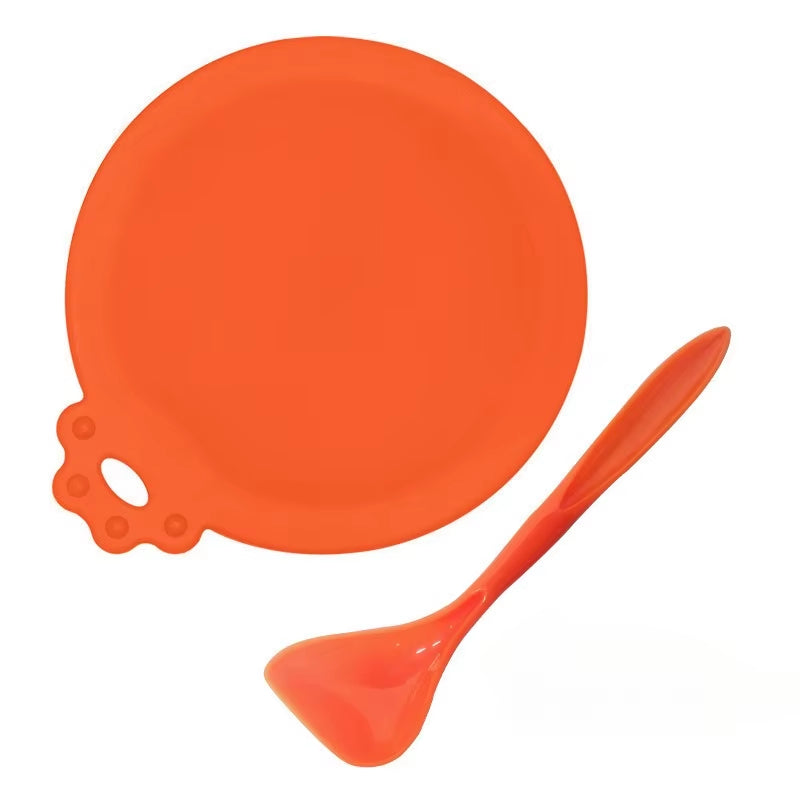 2Pcs/Set Reusable Pet Food Can Cover Silicone Dogs Cats Storage Tin Cap Lid Seal Cover with Spoon