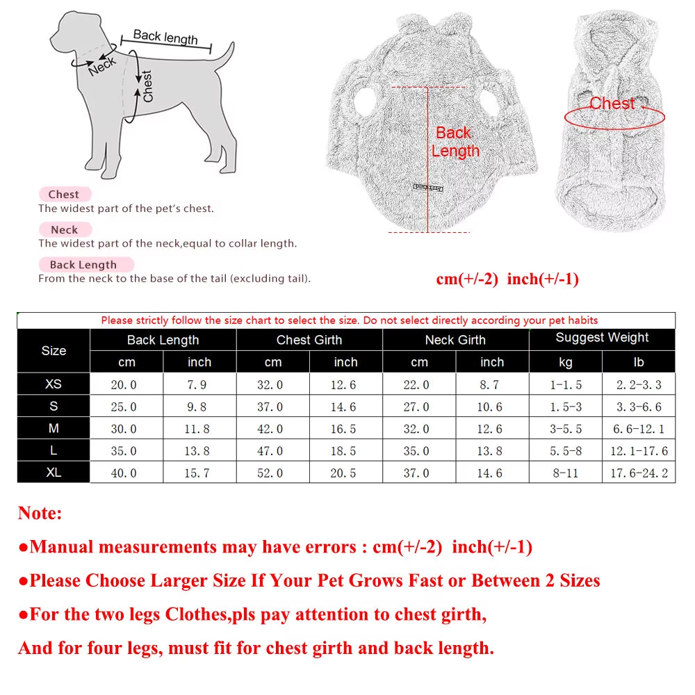 Winter Pet Puppy Hoodie Sweater for Small Medium Dogs Cats Warm Fleece Dog Clothes Coat Yorkshire Chihuahua Jacket Pug Costume