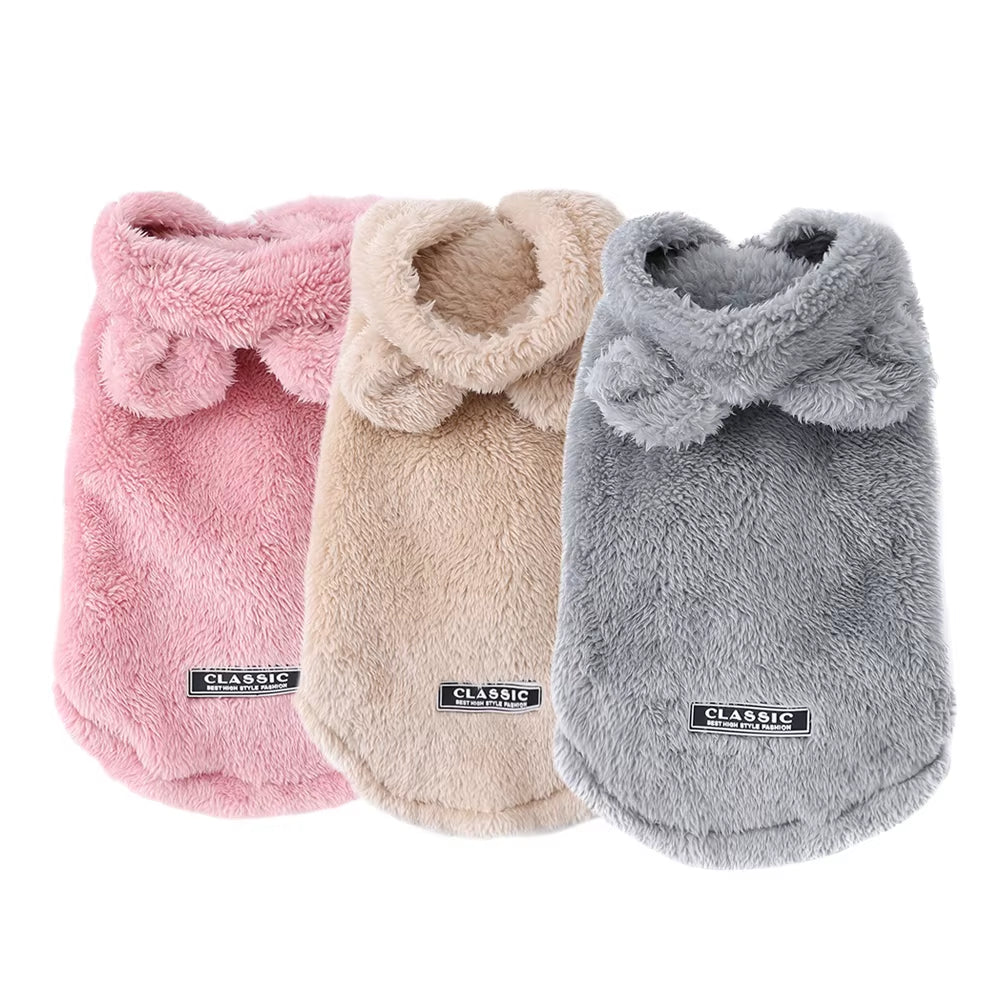 Winter Pet Puppy Hoodie Sweater for Small Medium Dogs Cats Warm Fleece Dog Clothes Coat Yorkshire Chihuahua Jacket Pug Costume
